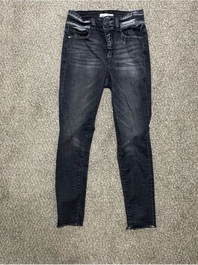 BKE Women's Black Skinny Jeans with Subtle Fading